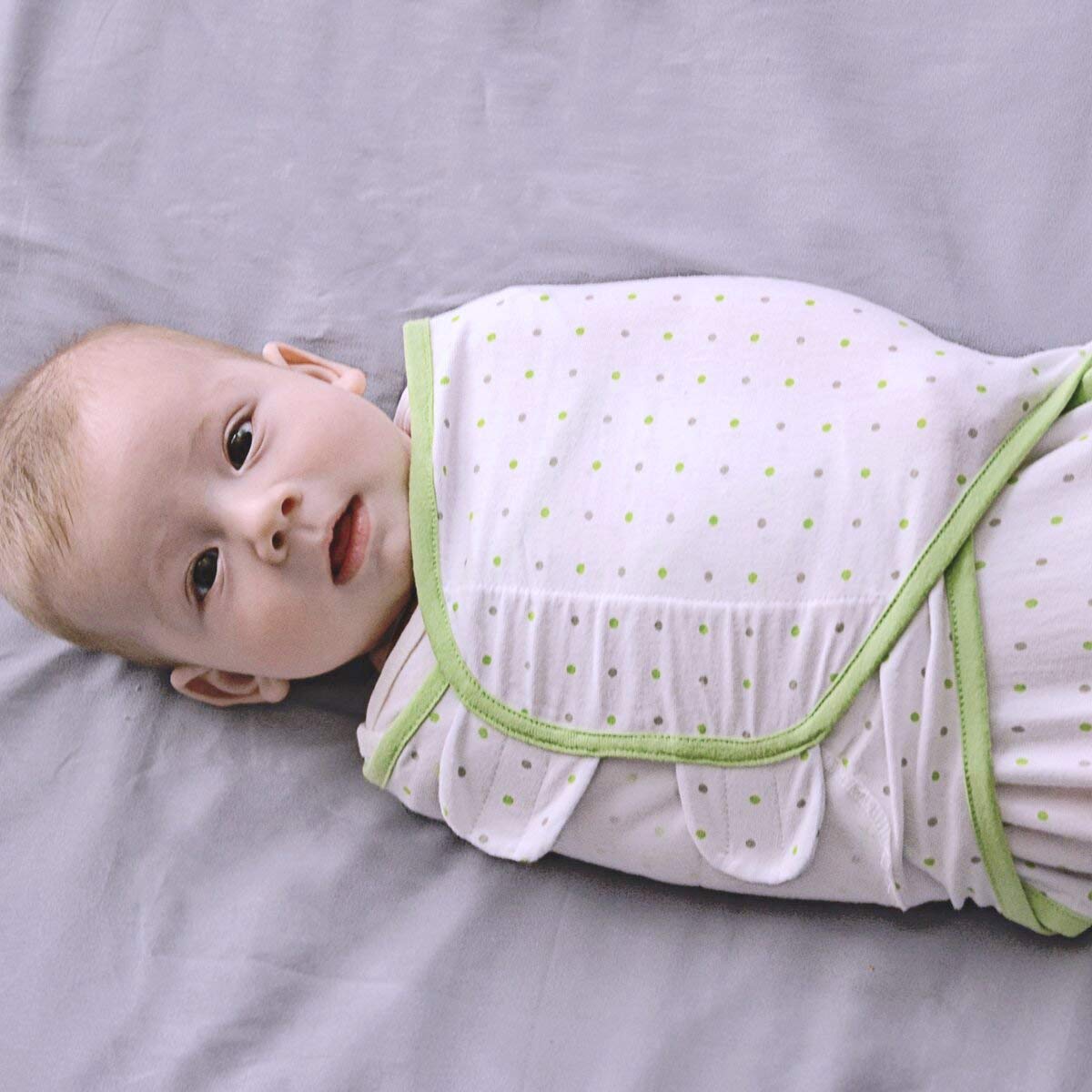 Baby Swaddle Blanket Wrap Set (3 Pack) Green, Grey Chevron, Dot, Solid